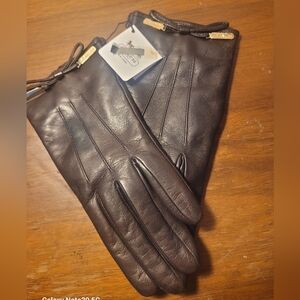 Coach Chocolate Leather Gloves